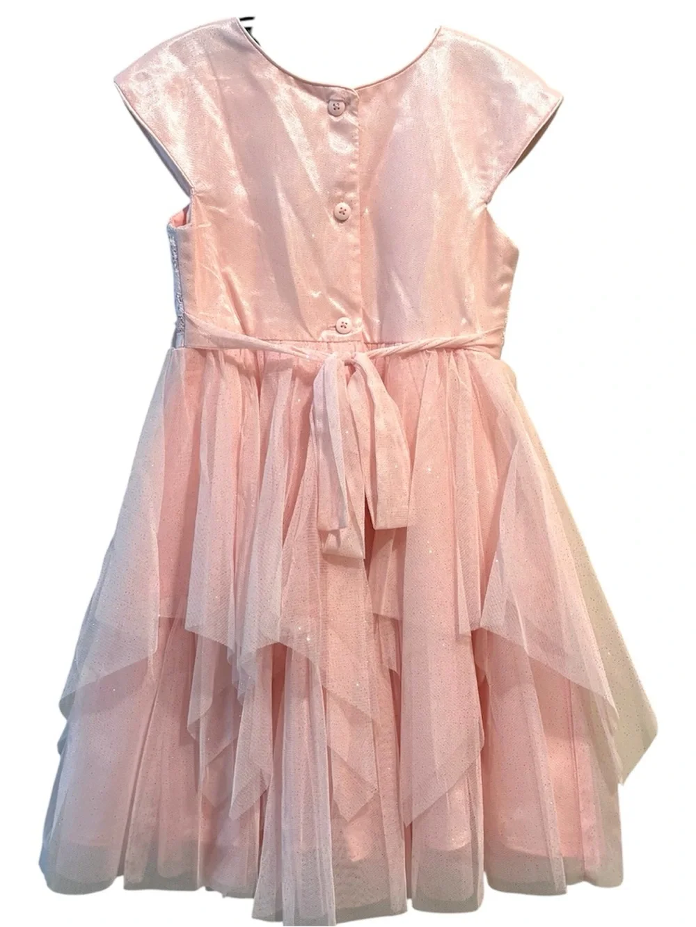 Jona Michelle Lace Party Dress Girls 5 Bow Sparkly Gauze Pink Princess Fairy